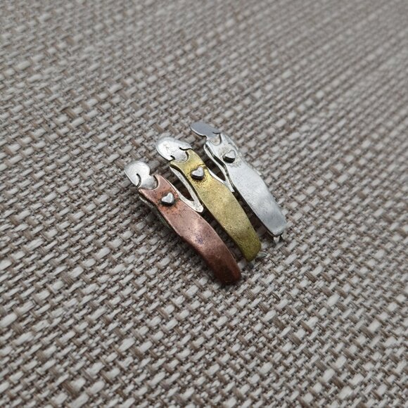 Sterling Silver Tri Tone Triple Woman Unique Pin Brooch A3330 - Picture 2 of 5